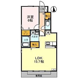 ローズコート歌の森D 1LDKの間取図画像