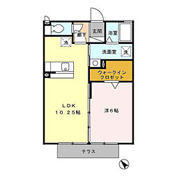 ハピネス3 1LDKの間取図画像