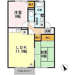 エルフタウン吉久D 2LDKの間取図画像