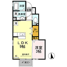 ア・コード花水木 1LDKの間取図画像