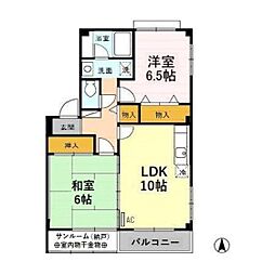 レジデンス横田南 2LDKの間取図画像