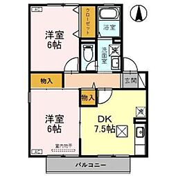 メゾン・パストラルA 2DKの間取図画像