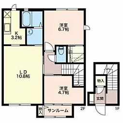 フォレストオギノ 2LDKの間取図画像
