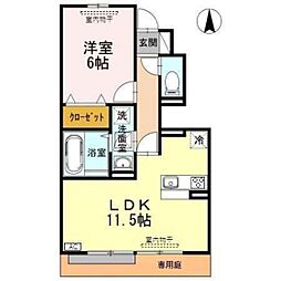 D-room大樹 1LDKの間取図画像