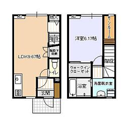 ビオラ野村A棟 1LDKの間取図画像