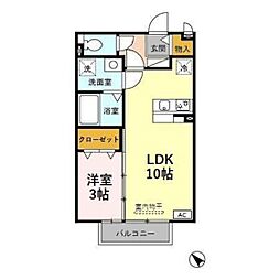 セジュール向野 1LDKの間取図画像