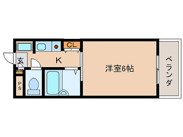 奈良県奈良市法蓮町(賃貸マンション1K・5階・18.11㎡)の写真 その2