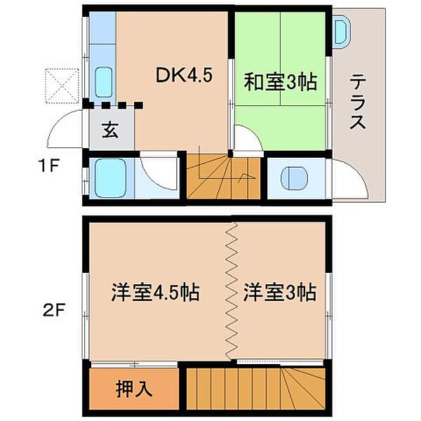 村川荘　東棟 13｜奈良県奈良市瓦堂町(賃貸アパート3DK・1階・48.00㎡)の写真 その2