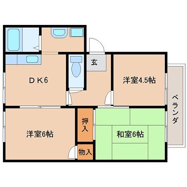 フレグランス谷口 101｜奈良県奈良市東九条町(賃貸アパート3DK・1階・47.00㎡)の写真 その2