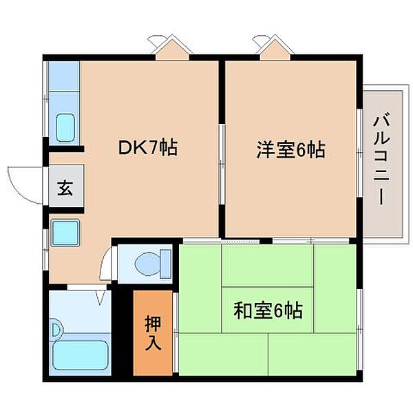 奈良県奈良市六条1丁目(賃貸アパート2DK・2階・45.00㎡)の写真 その2