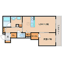 近鉄京都線 大和西大寺駅 徒歩3分の賃貸マンション 1階1LDKの間取り