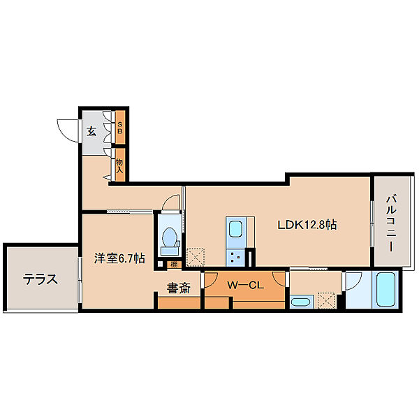 奈良県橿原市北八木町1丁目(賃貸マンション1LDK・1階・53.87㎡)の写真 その2