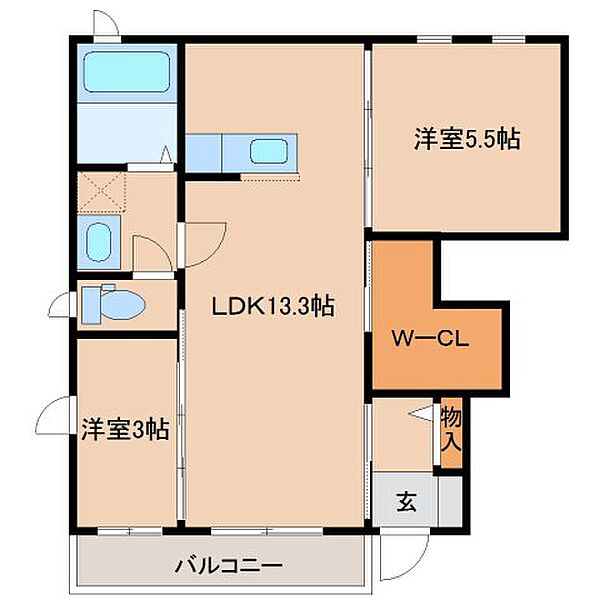 グラヴィスII 101｜奈良県橿原市縄手町(賃貸アパート2LDK・1階・50.38㎡)の写真 その2