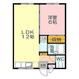 レックハウス・ナガトウC 1LDKの間取図画像