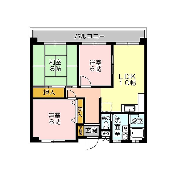 グレイス本生 405｜鳥取県米子市西福原6丁目(賃貸マンション3LDK・4階・75.44㎡)の写真 その2