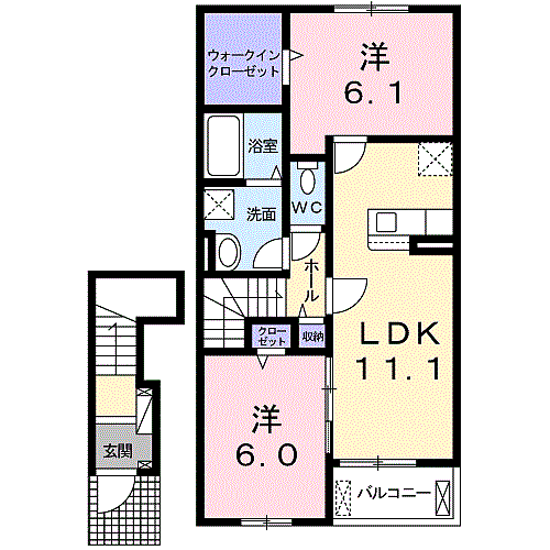 ホープ・アイ 203｜鳥取県境港市上道町(賃貸アパート2LDK・2階・58.60㎡)の写真 その2
