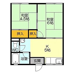 コーポ三島 2Kの間取図画像