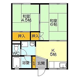 コーポ三島 2Kの間取図画像