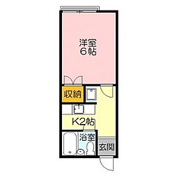 コーポ山中 1Kの間取図画像