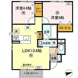 ヴィラ・オーヴェスト 2LDKの間取図画像