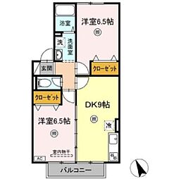 ロードキャッスルA 2DKの間取図画像