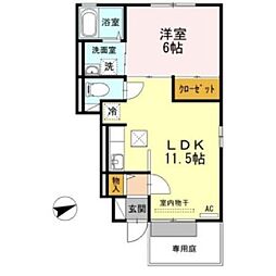 PureMaison 1LDKの間取図画像