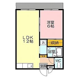 レックハウスベルメールA 1LDKの間取図画像