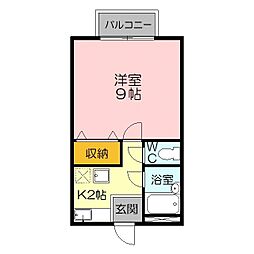 ハイツ・ラフィネ2号館 1Kの間取図画像