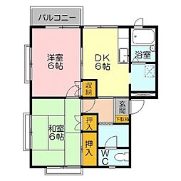 ハイツ・ラフィネ3号館 2DKの間取図画像