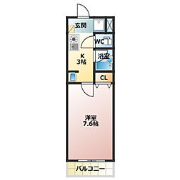 三記マンション灘 1Kの間取図画像