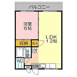 レックハウスピーノB 1LDKの間取図画像