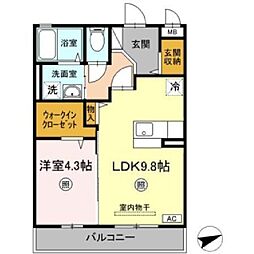 シェルシェ 1LDKの間取図画像