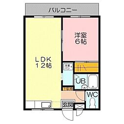 ベルセ・モリヴァB棟 1LDKの間取図画像