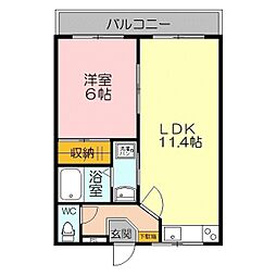 サンセール山中 1LDKの間取図画像