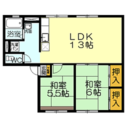 シティハイムソファレ 2LDKの間取図画像