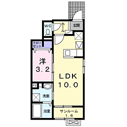 ストロベリーフィールド 1LDKの間取図画像