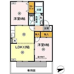 メゾンリヴェールC 2LDKの間取図画像