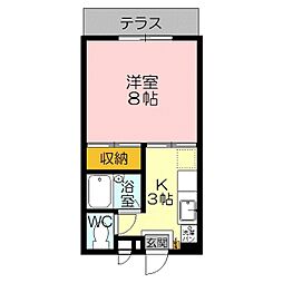 ペルル渡辺 1Kの間取図画像