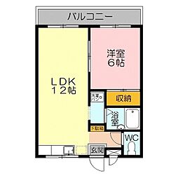 パールハイツ弓ケ浜 1LDKの間取図画像