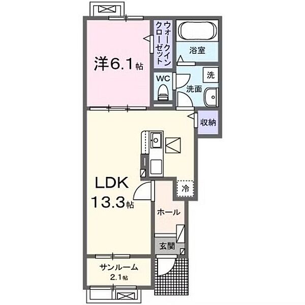 ラ　ヴィエ　ベル 102｜群馬県高崎市南大類町(賃貸アパート1LDK・1階・50.01㎡)の写真 その2