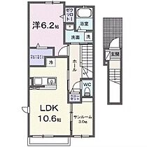 カーサ・紫木蓮 203 ｜ 群馬県高崎市下中居町（賃貸アパート1LDK・2階・51.64㎡） その2