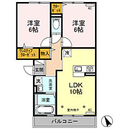 エステイトＺＥＮ　Ｃ 2階2LDKの間取り