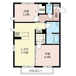 マストライフ高崎貝沢 1階2LDKの間取り