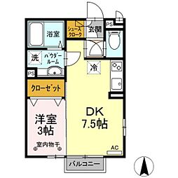 パルクノール 1DKの間取図画像
