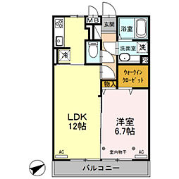 カーサ・プリメーラ 1LDKの間取図画像