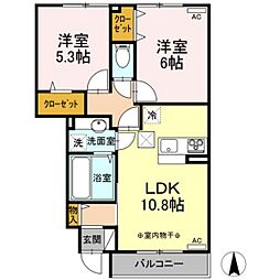 ハーベストムーン1 2LDKの間取図画像