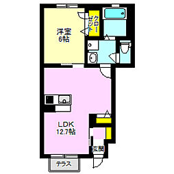フルール・ド・アンジュ 1LDKの間取図画像