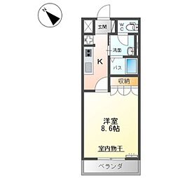 コーラル 1Kの間取図画像