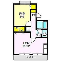 吉井レジデンス 1LDKの間取図画像