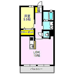 平山マンション 1LDKの間取図画像